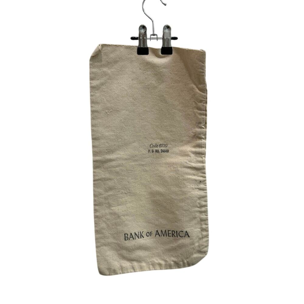 Vtg Bank of America Canvas Money Bag Code 6710 Coin Deposit Sack 1970s 1980s
